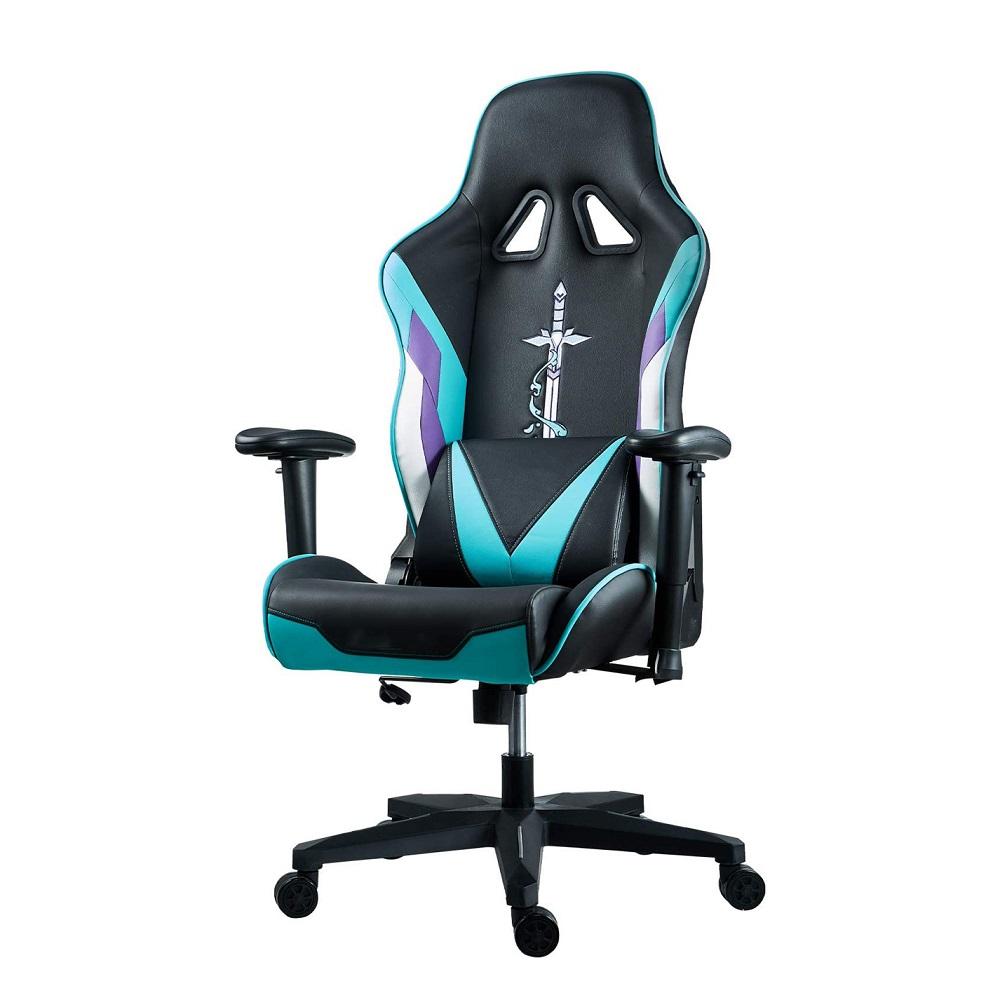 Footrest Office Desk Chair Ergonomic Gaming Chair Black PU Leather Racing  Style E-Sports Gamer Chairs