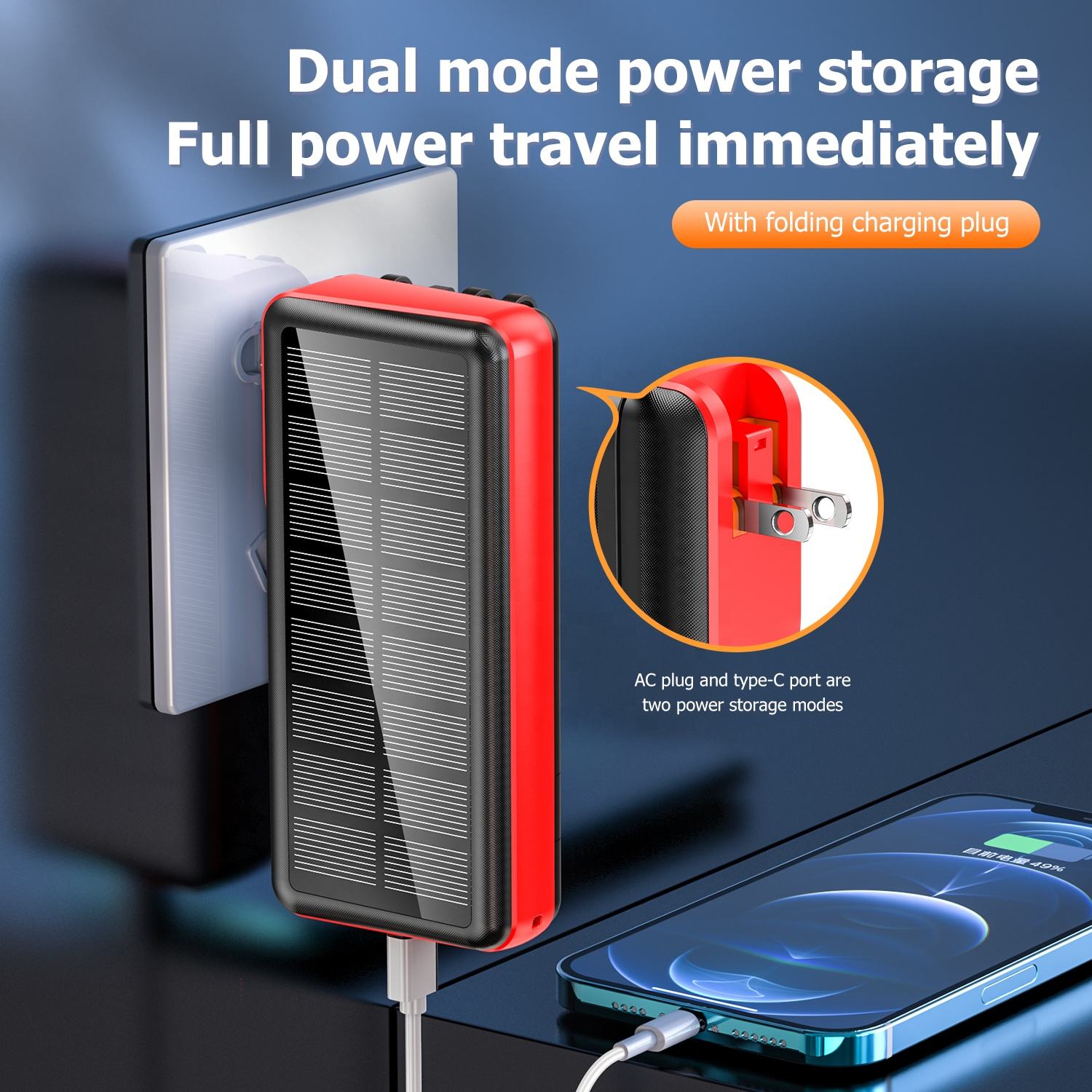 Fast Charging LED Light Phone Charger PD18W Outdoor External Battery