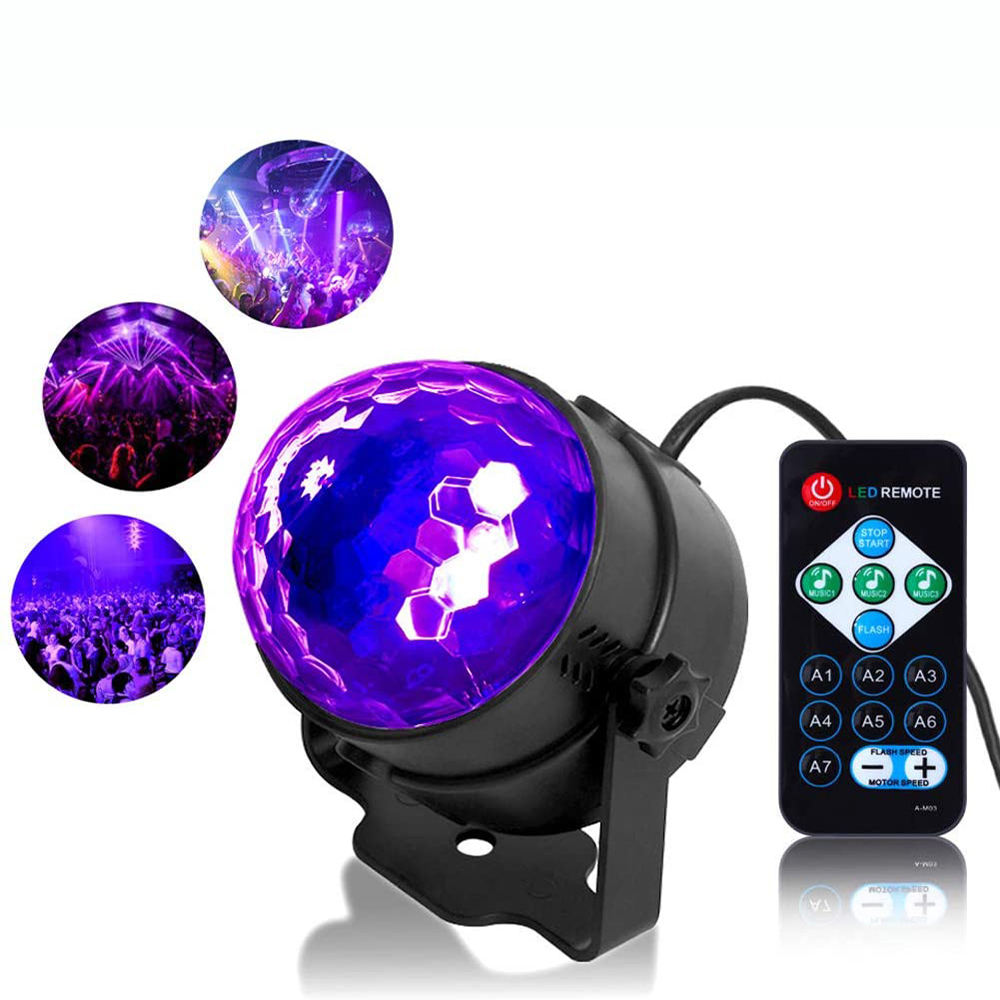 Black Light 6w Uv Disco Ball Led Black Party Lights Sound Activated With Remote Control 7 Modes