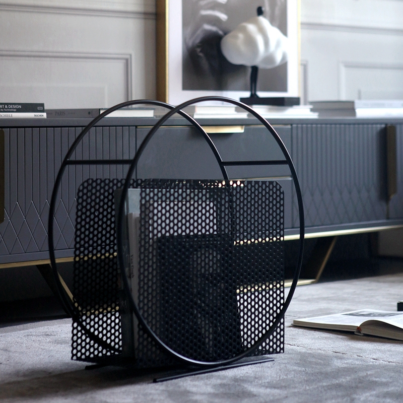 European modern creative wrought iron book rack nordic floor magazine