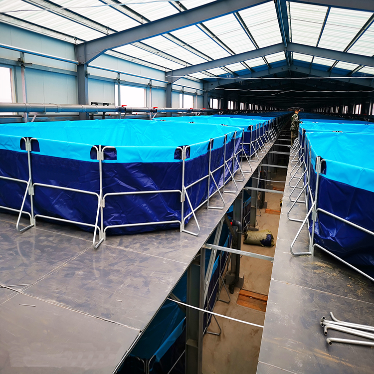 2023 Moveable rectangular 15000L biofloc fish farming tank pvc fish