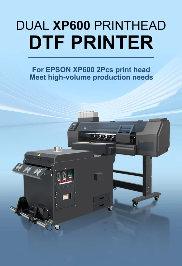 Fully automatic Printer bundle 24" inkjet printers dtf 60cm 2 heads dtf printer for heat transfer pet film t-shirt printing